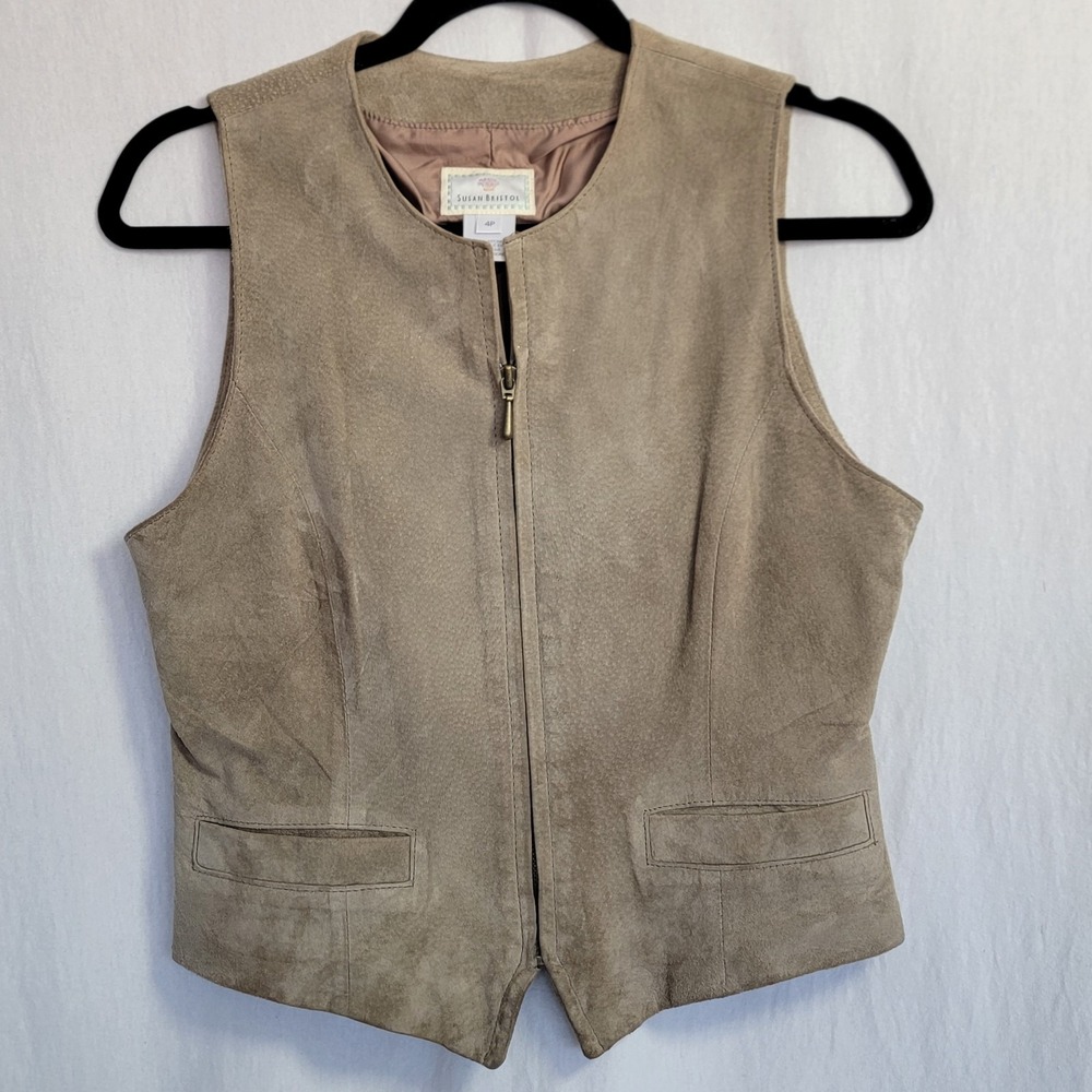 Vintage Susan Bristol Suede Vest Zip Petite Sz 4 Read